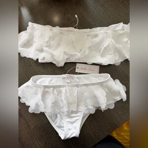 Stella Cove White Floral Bikini Top with Petal Detailing